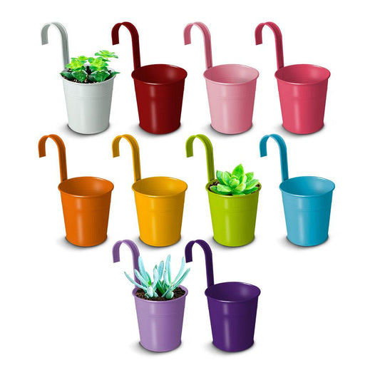 Macetas Colgantes Metálicas de Colores con Gancho 10 Piezas - Redlemon