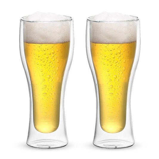 2 Vasos de Vidrio de Doble Pared de Cristal para Cerveza 400ml - Redlemon