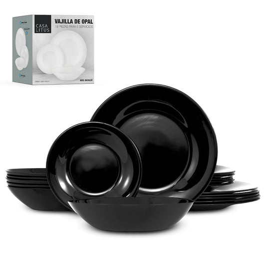 Vajilla de Opal 6 Personas (18 Pz.) Platos Ultra Resistentes