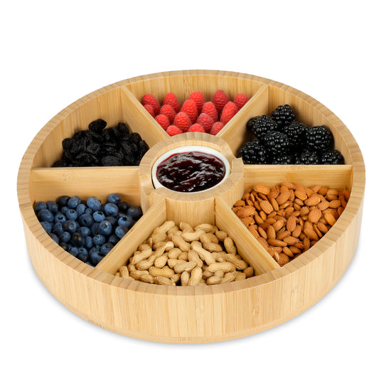 Botanero Giratorio de Bambú con Salsero de Cerámica