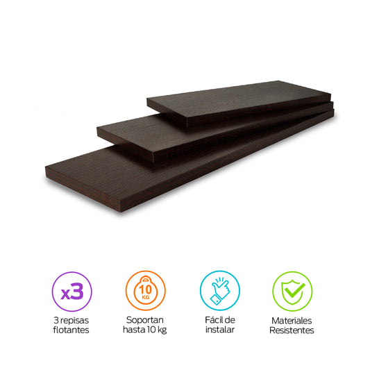 Repisas Flotantes Madera 3 Pz 30x15, 40x15 y 50x15 cm Redlemon Technology México