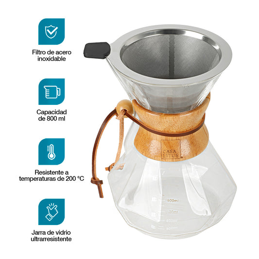 Cafetera Chemex Grande (800 ml) con Filtro Reutilizable