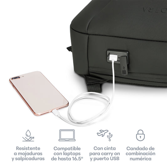 Mochila para Laptop 16.5” Antirrobo Impermeable para Viaje