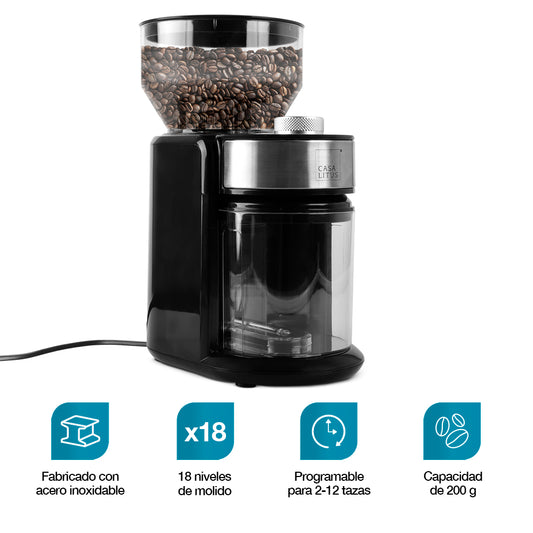 Molino de Café Eléctrico Profesional 200gr 18 Niveles de Molienda
