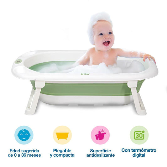 Tina de Baño para Bebé Plegable y Termómetro Integrado - Redlemon