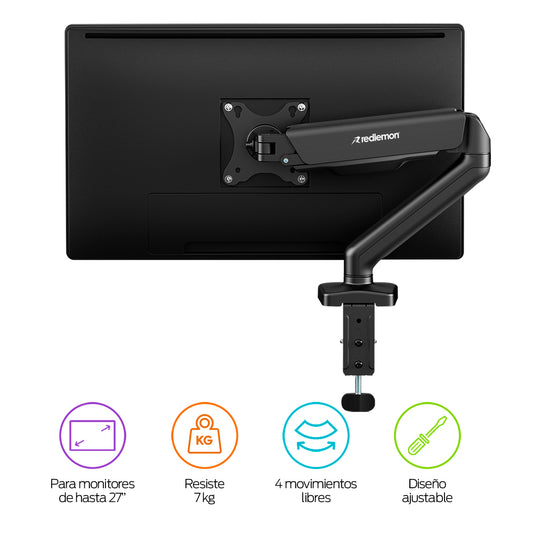 Soporte Hidráulico para Monitor de Hasta 27” Ajustable