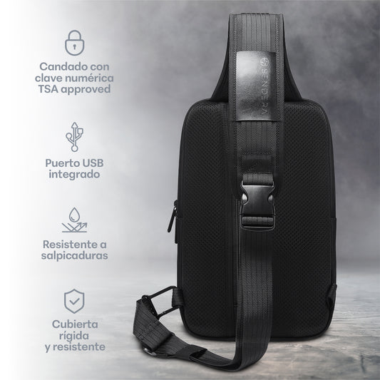 Mochila Crossbody Antirrobo Impermeable con Candado y Puerto USB