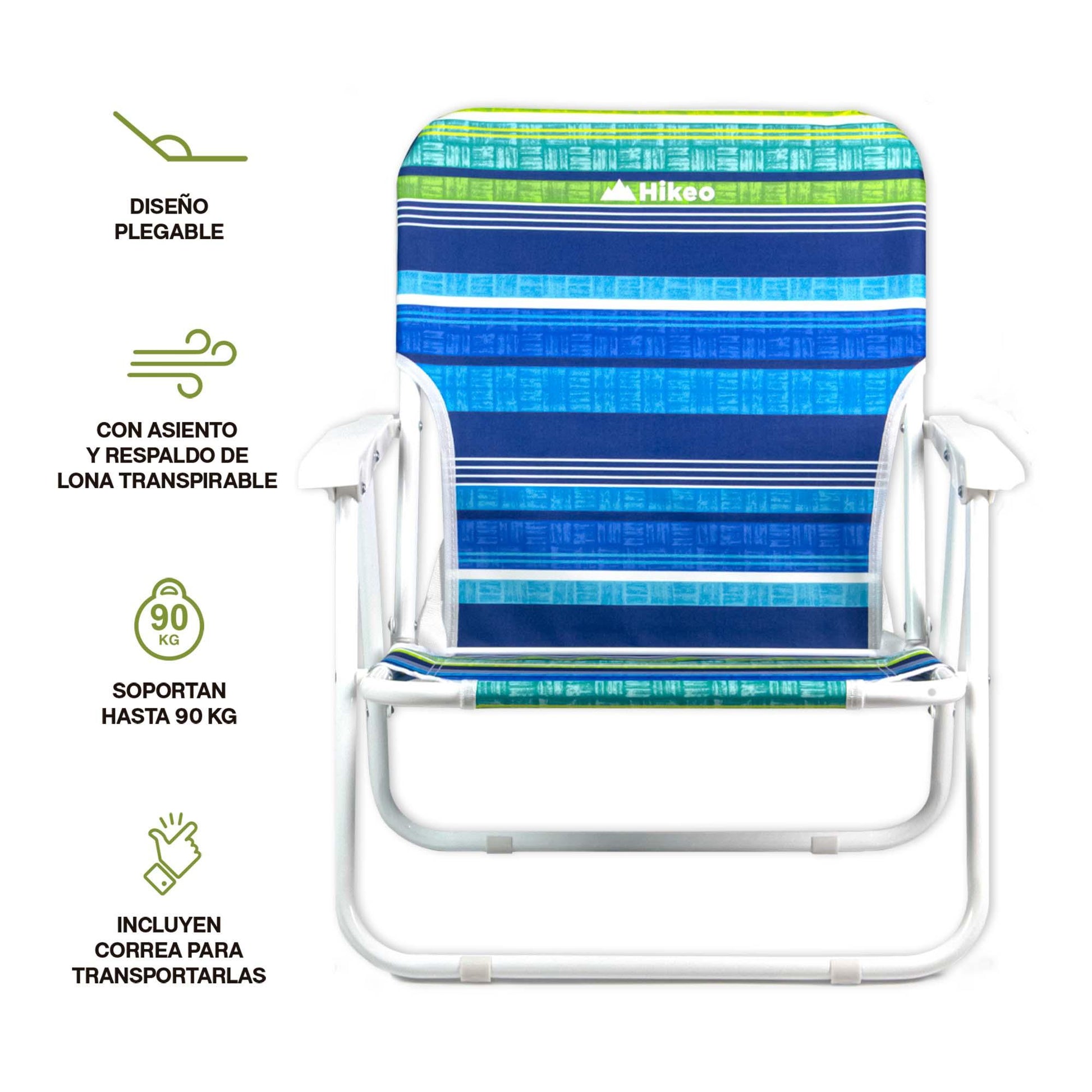 Silla Plegable Para Playa Portátil con Reposabrazos (2 Piezas) - Redlemon