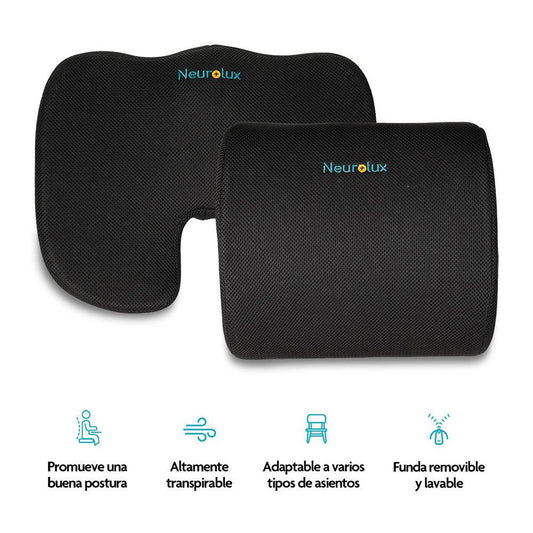 Almohadas de Memory Foam Lumbar y para Coxis Cojín 2 Piezas - Redlemon