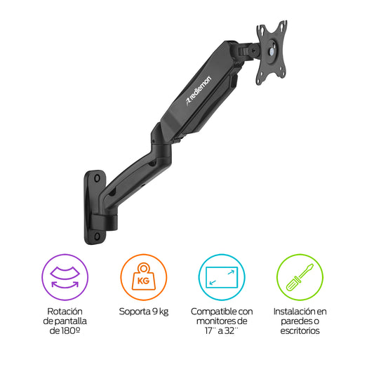 Soporte para Monitor de Pared Brazo Móvil Hidráulico 17” a 32” Pulgadas