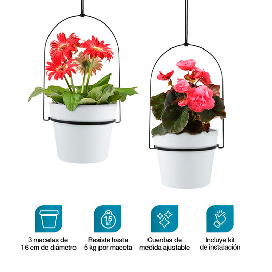 Macetas Colgantes Decorativas con Soporte Metálico para Colgar