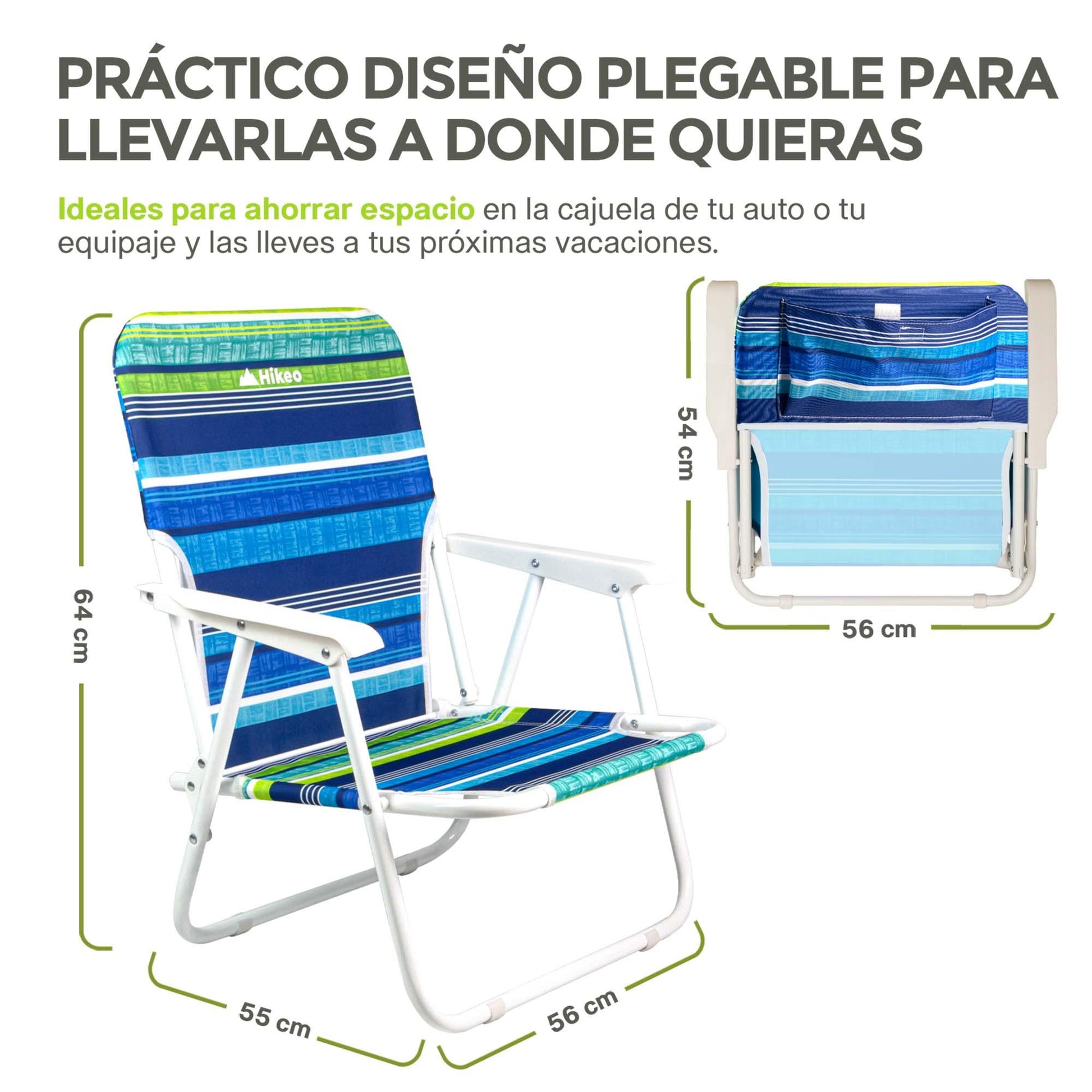 Silla Plegable Para Playa Portátil con Reposabrazos (2 Piezas) - Redlemon