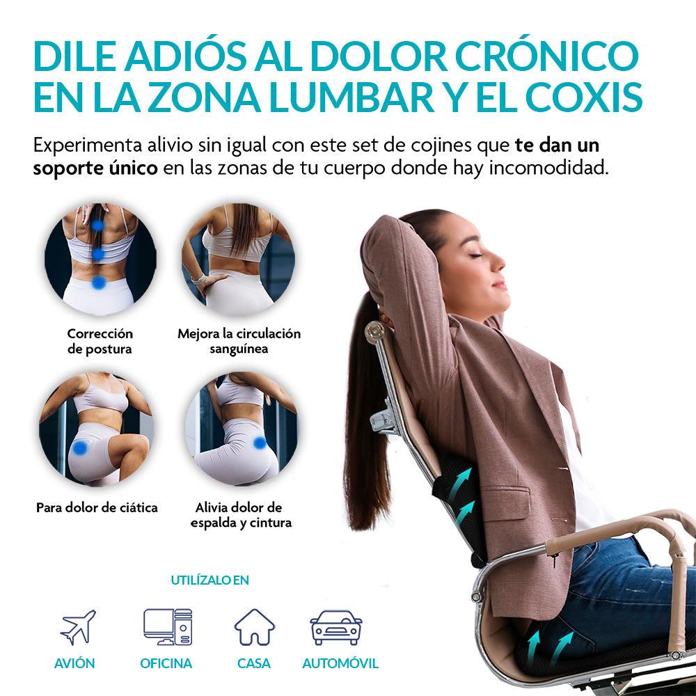 Almohadas de Memory Foam Lumbar y para Coxis Cojín 2 Piezas - Redlemon