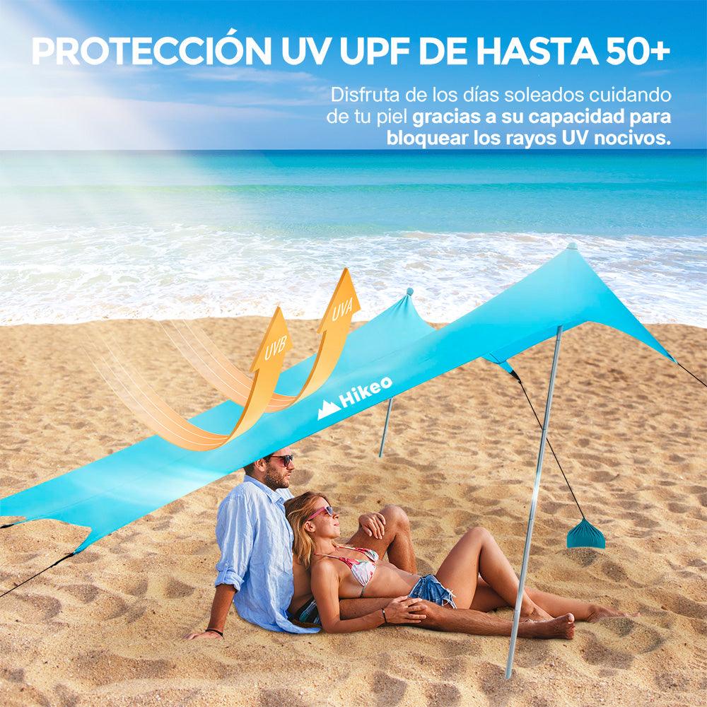 Toldo para Playa Portátil Carpa con Protección UV Resistente al Viento - Redlemon