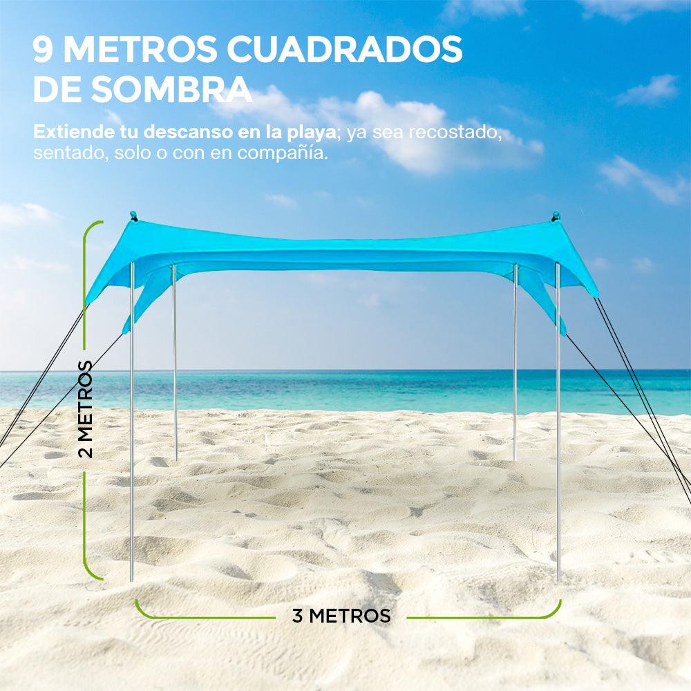 Toldo para Playa Portátil Carpa con Protección UV Resistente al Viento - Redlemon