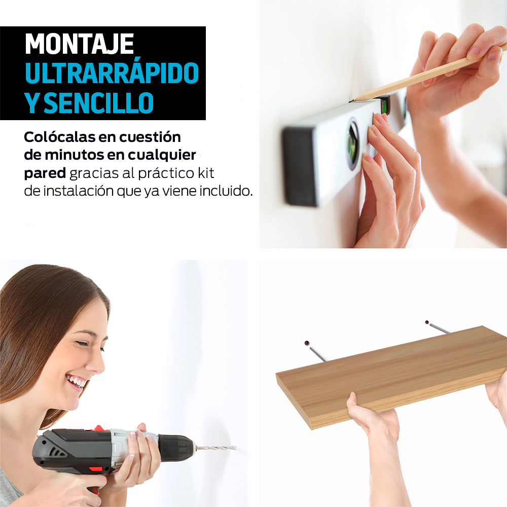 Repisas Flotantes Madera 3 Pz 30x15, 40x15 y 50x15 cm Redlemon Technology México