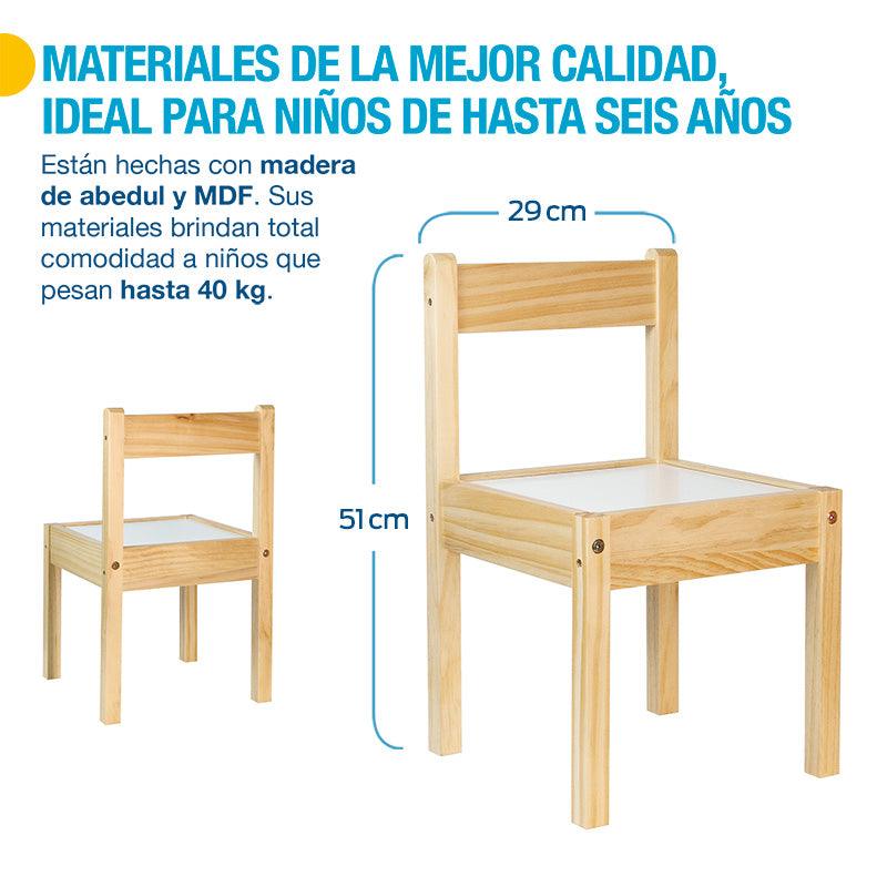 Sillas Montessori para Niños de Madera de Abedul 2 Piezas - Redlemon