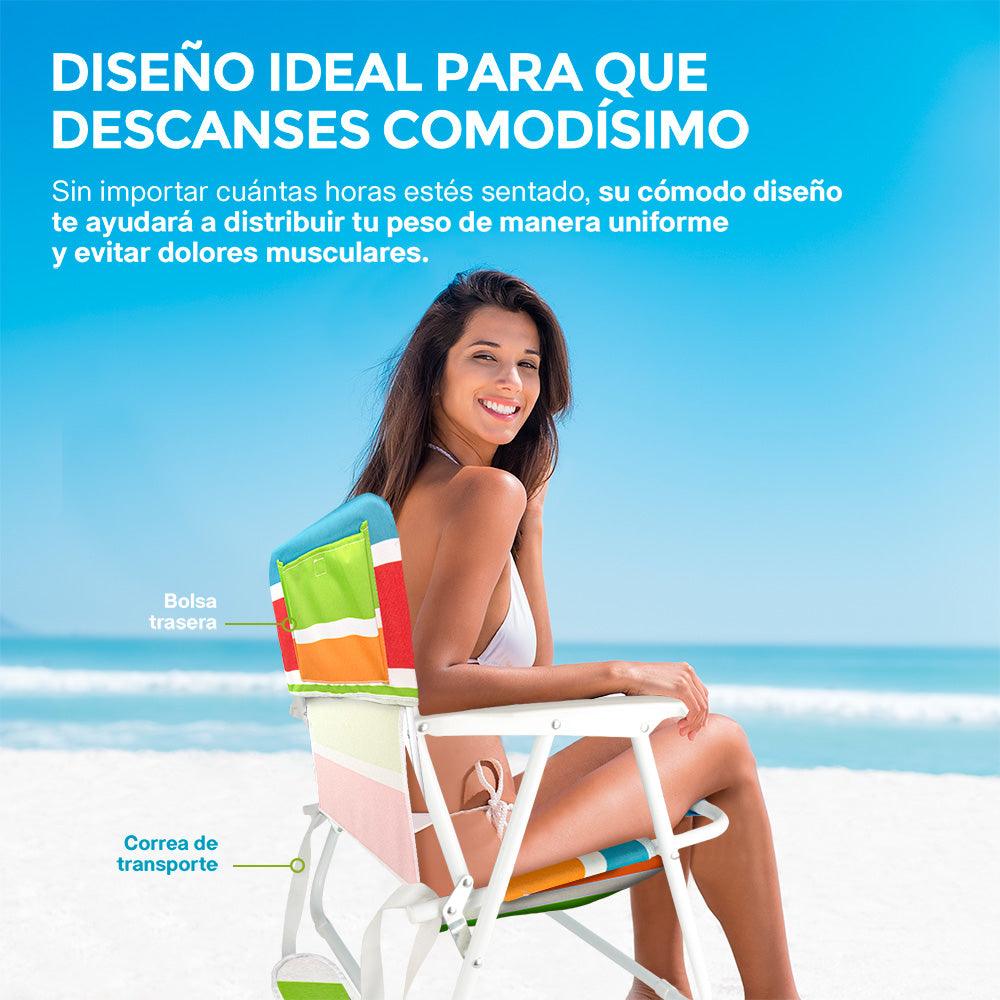 Silla Plegable Para Playa Portátil con Reposabrazos (2 Piezas) - Redlemon