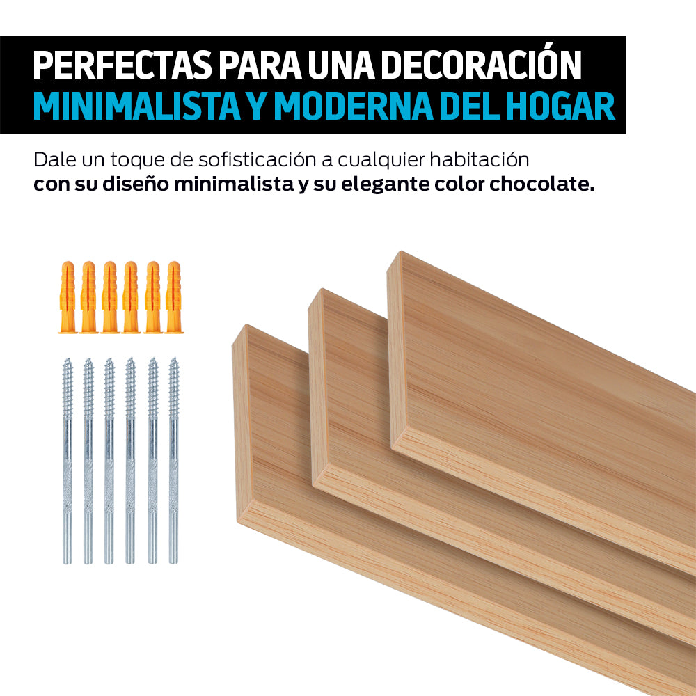 Repisas Flotantes Madera 3 Pz 30x15, 40x15 y 50x15 cm Redlemon Technology México
