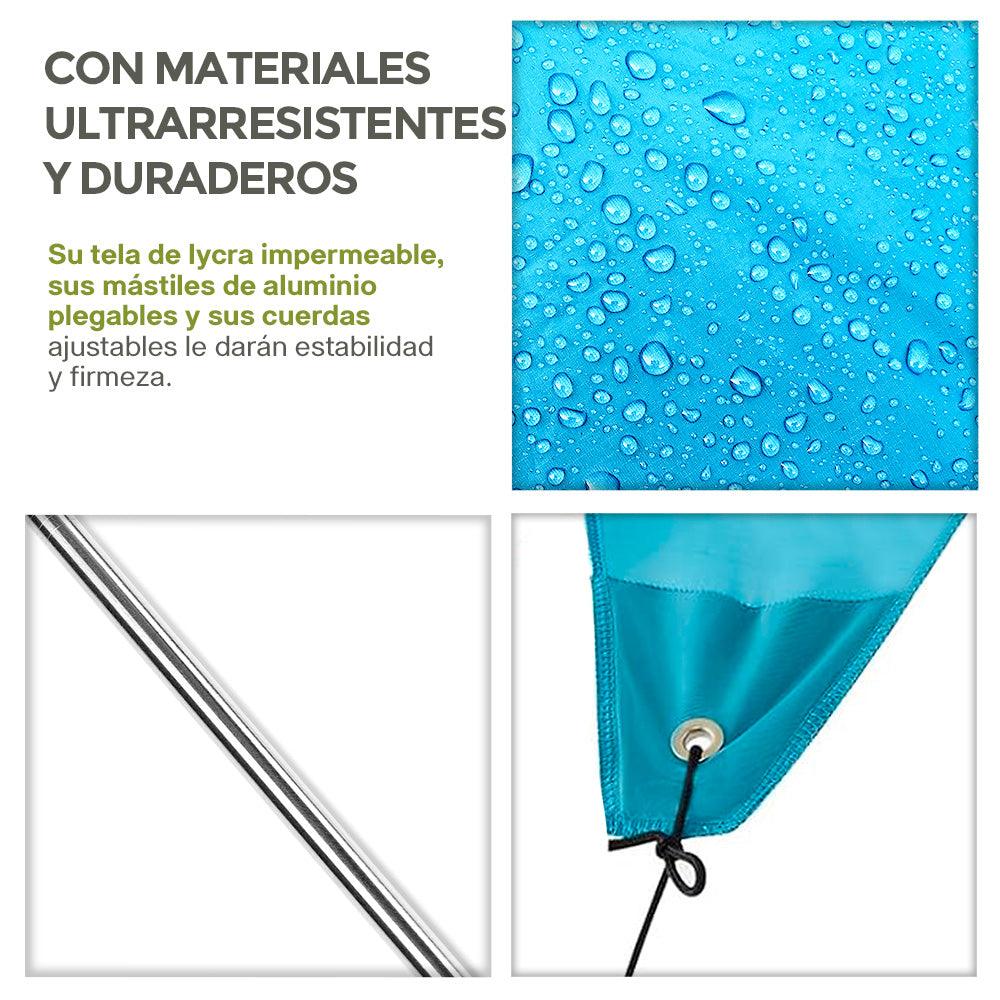 Toldo para Playa Portátil Carpa con Protección UV Resistente al Viento - Redlemon