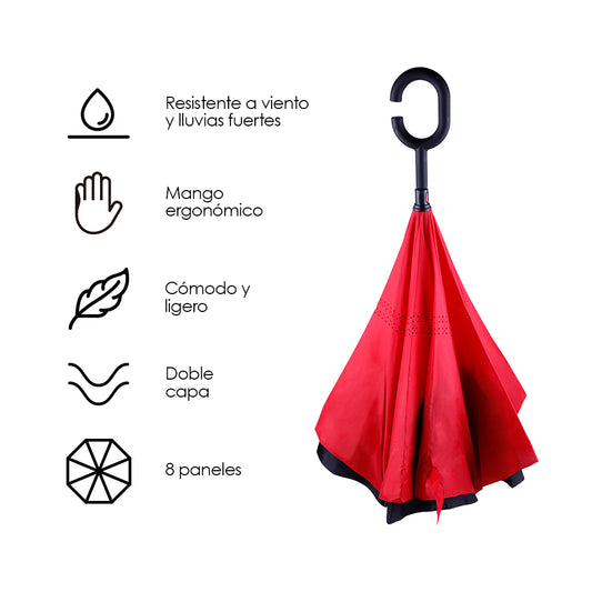 Paraguas Invertido Doble Refuerzo Sombrilla Resistente