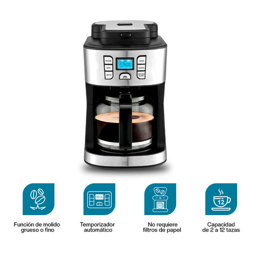 Cafetera con Molino Integrado Automática Programable 12 Tzas
