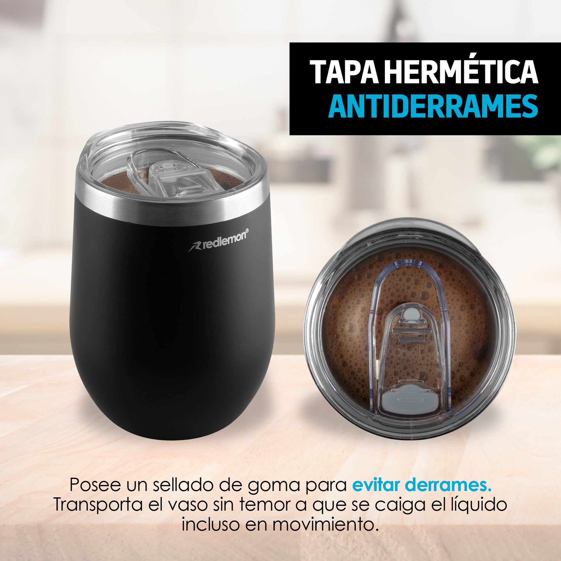 Vaso Térmico para Café y Vino Acero Inoxidable 2 Piezas Redlemon Technology México