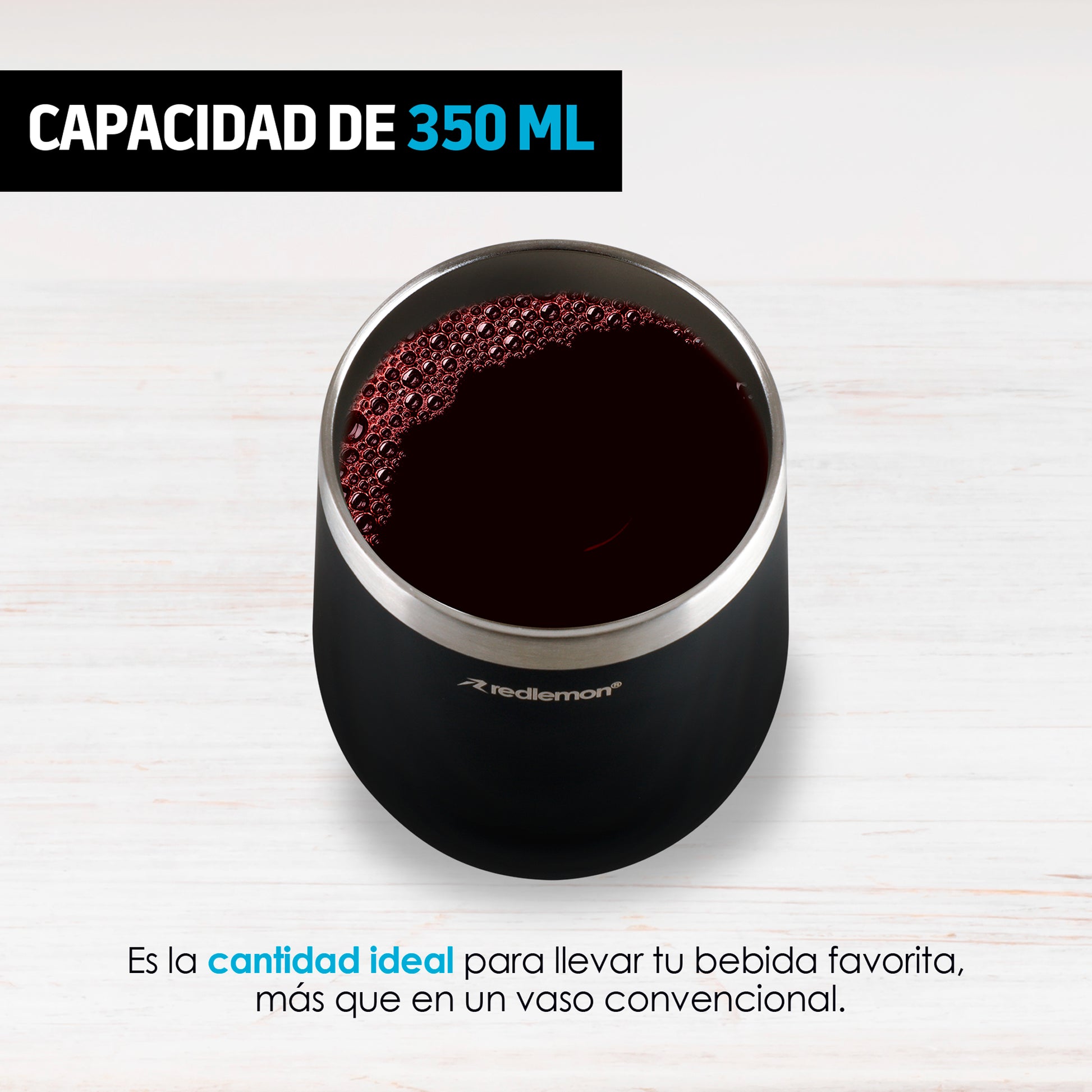 Vaso Térmico para Café y Vino Acero Inoxidable 2 Piezas Redlemon Technology México