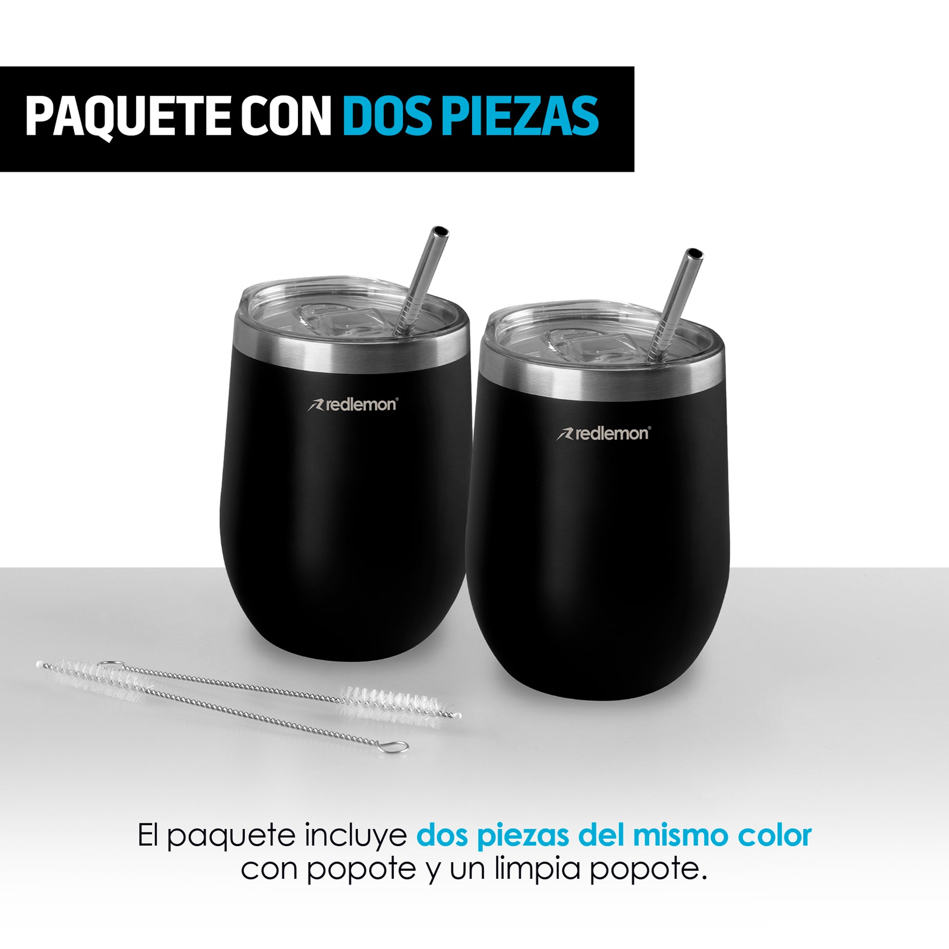 Vaso Térmico para Café y Vino Acero Inoxidable 2 Piezas Redlemon Technology México