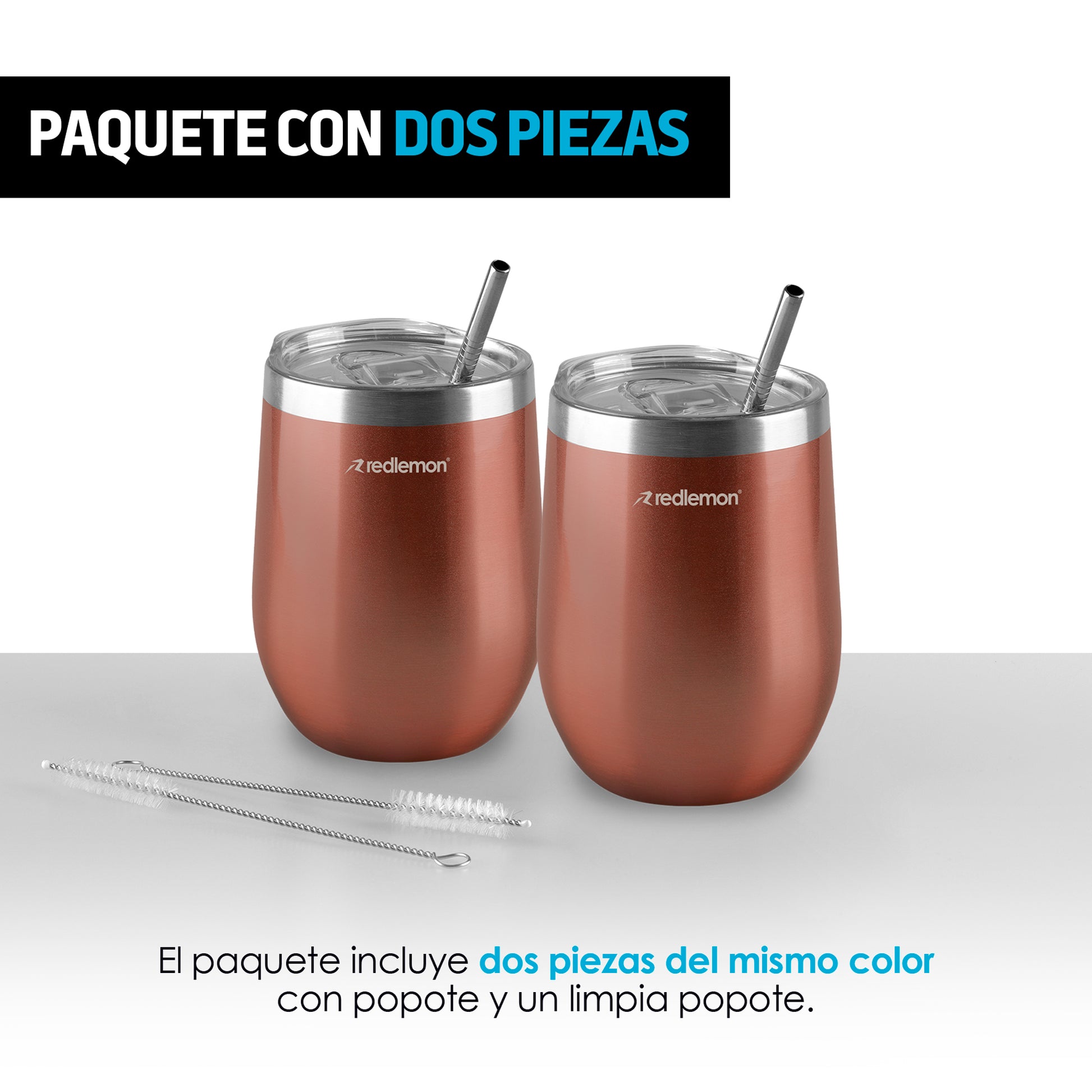 Vaso Térmico para Café y Vino Acero Inoxidable 2 Piezas Redlemon Technology México