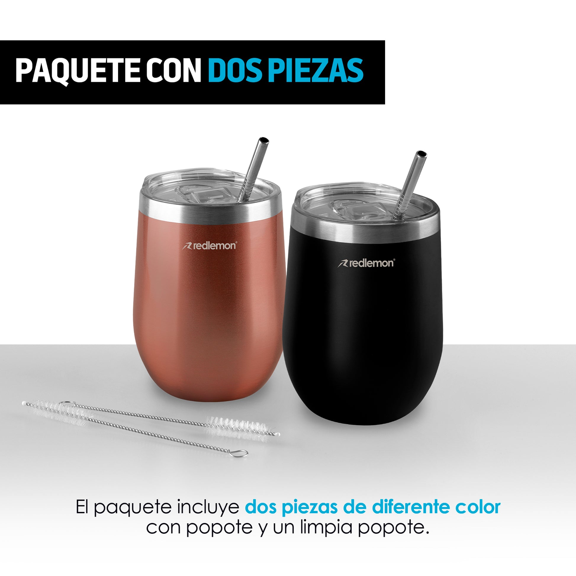 Vaso Térmico para Café y Vino Acero Inoxidable 2 Piezas Redlemon Technology México
