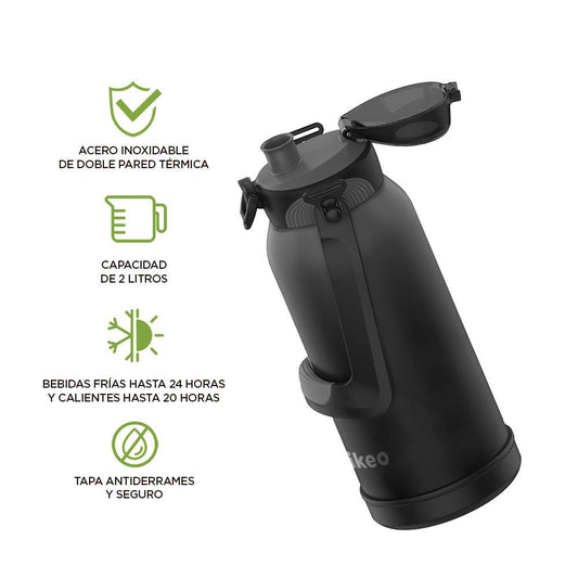 Termo para Agua de 2 Litros de Acero Inoxidable Ultra Resistente Hikeo - Redlemon