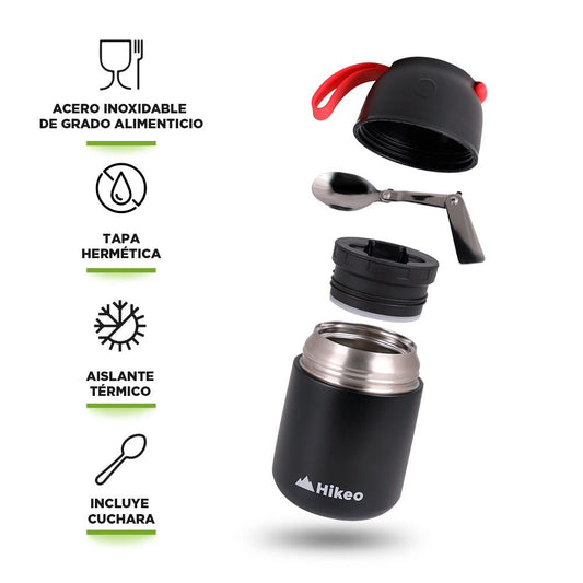 Termo de Acero Inoxidable para Comida y Sopa 628 ml Hikeo - Redlemon