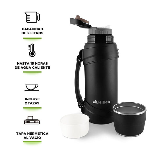 Termo de Acero Inoxidable XL 2 Litros Doble Pared de Aislamiento Hikeo - Redlemon