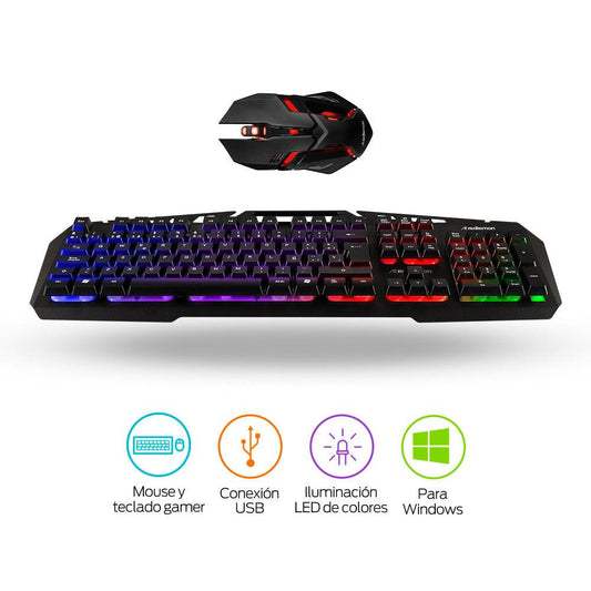 Kit de Teclado y Mouse Gamer Alámbrico USB con Luz LED - Redlemon