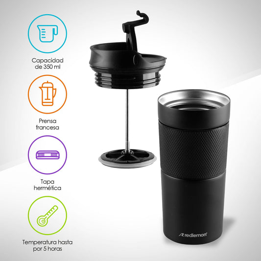 Termo para Café con Prensa Francesa 350 ml - Redlemon