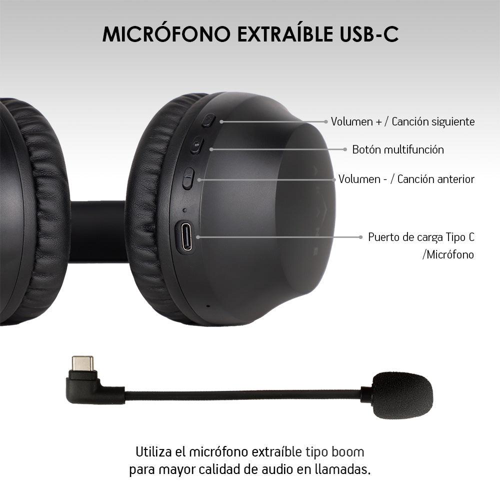 Audífonos Inalámbricos de Diadema Bluetooth con Micrófono Extraíble Akane - Redlemon