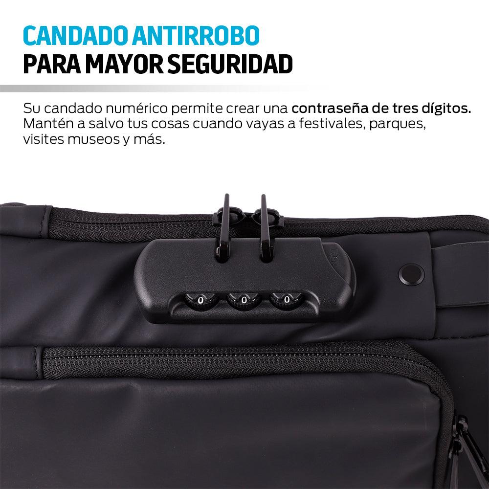 Mochila Antirrobo Mini Impermeable Crossbody con Puerto USB - Redlemon