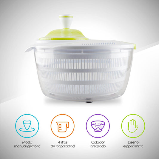 Centrifugadora de Ensalada con Escurridor Integrado 4 Litros - Redlemon