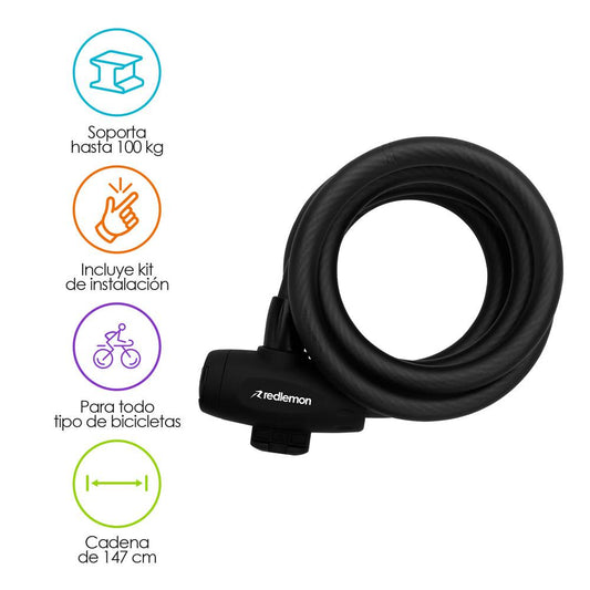 Candado para Bicicleta Básico Extra Largo (1.47m) - Redlemon