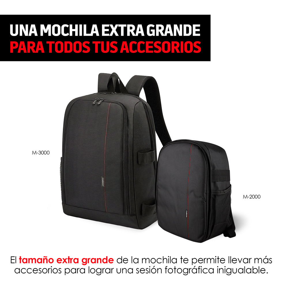 Mochila para Cámara Fotográfica con Compartimentos M-3000 Redlemon Technology México