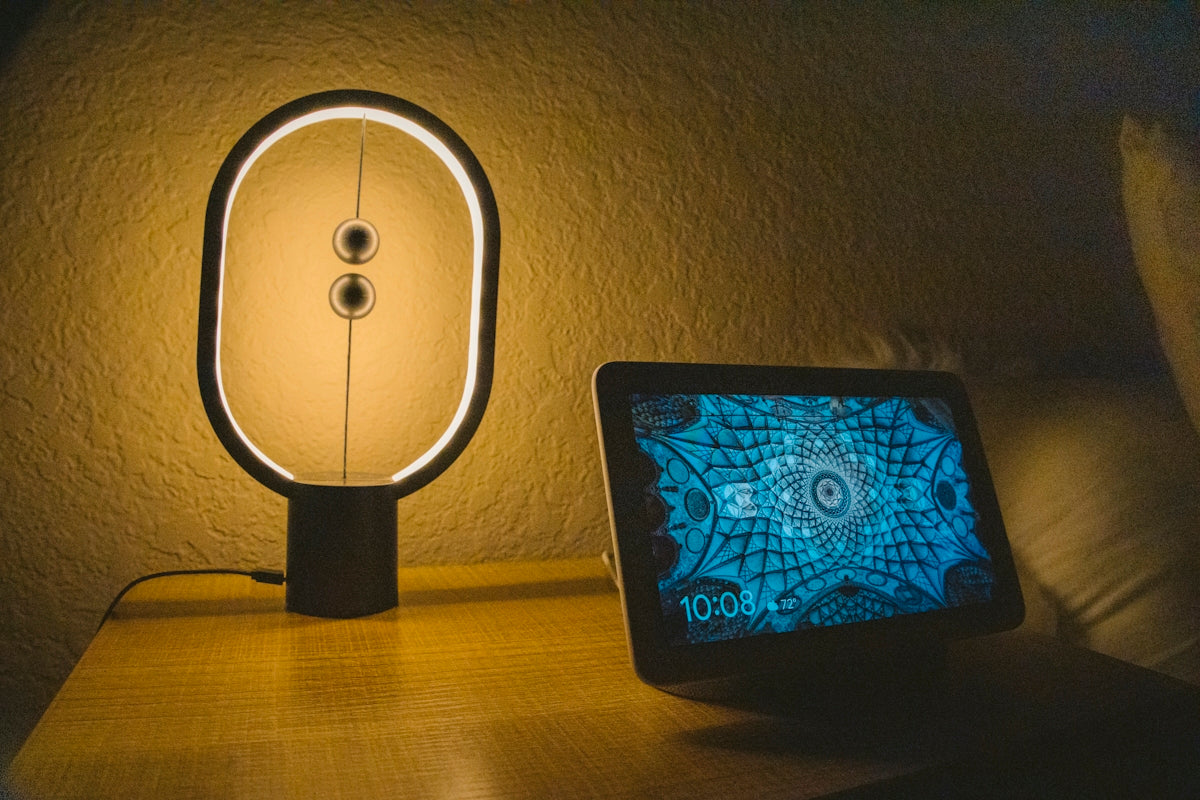 black and blue apple device