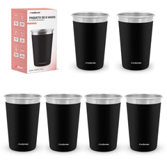 Set de 6 Vasos de Acero Inoxidable de 470 ml