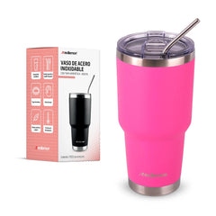 Termo y Vaso Térmico Acero Inoxidable 2 Popotes 800 ml