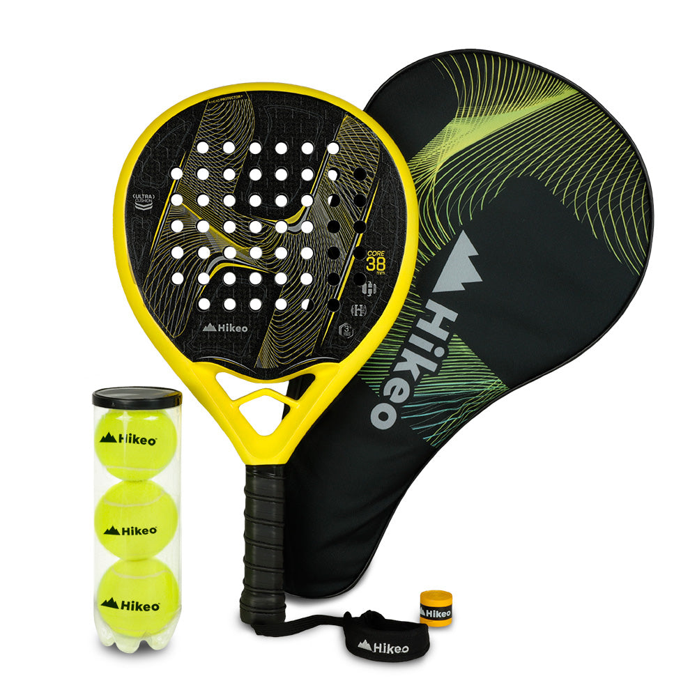 Pala de Pádel Premium con Funda, Pelotas y Grip, Raqueta para todos los Niveles