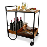 Carrito de Servicio para Bar Estilo Industrial de Acero y Madera