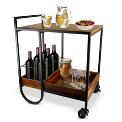 Carrito de Servicio para Bar Estilo Industrial de Acero y Madera