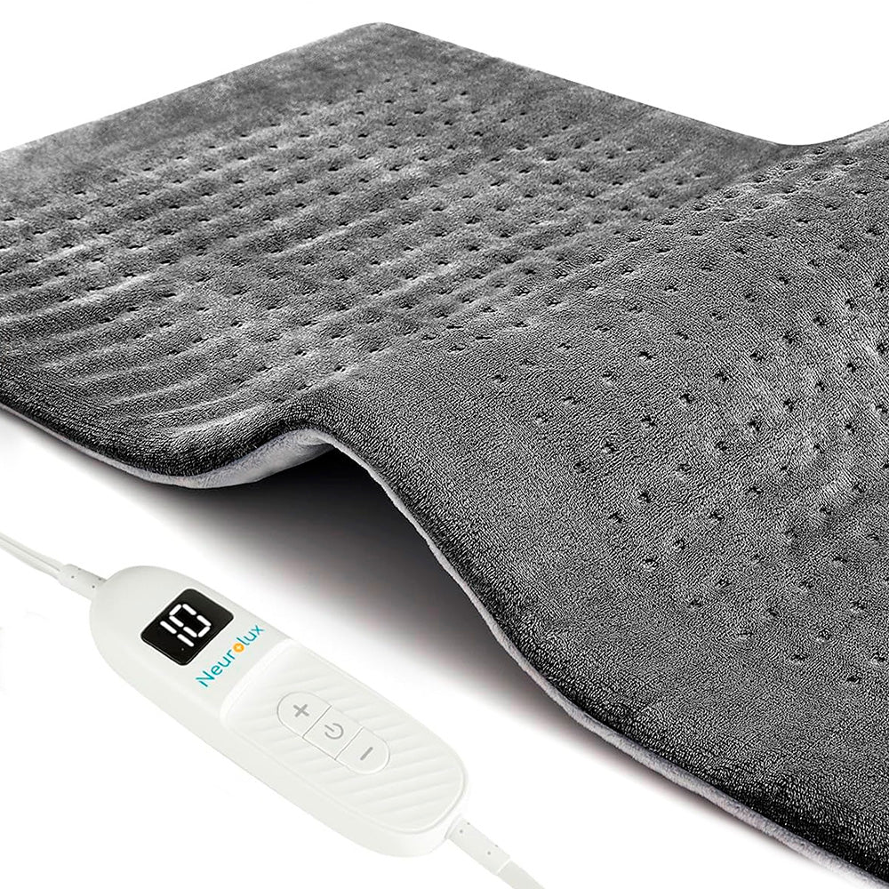 Compresa eléctrica Neurolux gris de microfibra con control blanco y pantalla digital