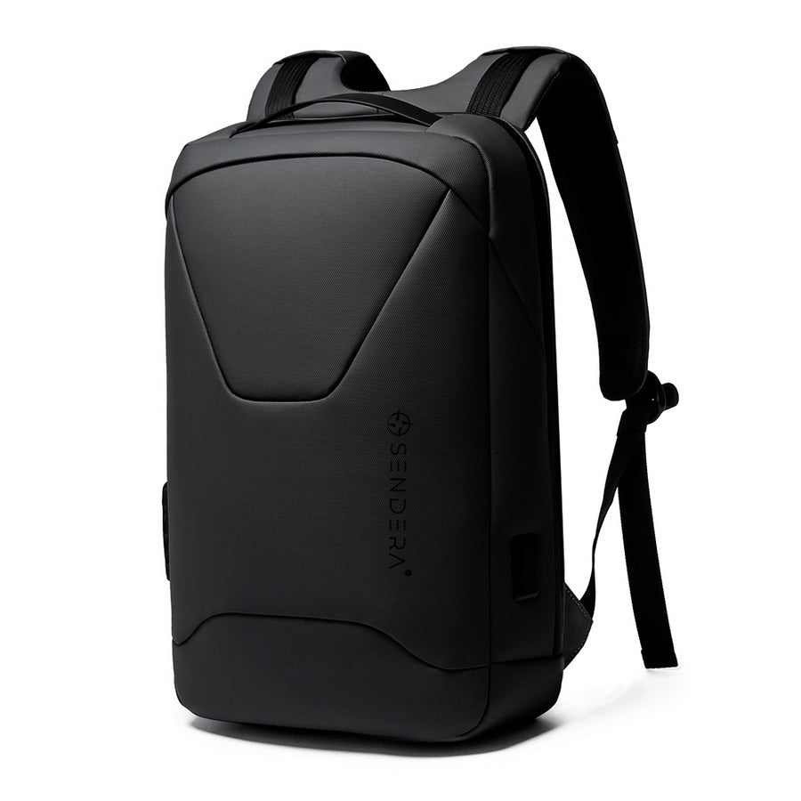 Mochila Sendera negra de 21 L para laptop con frente angular y correas acolchadas