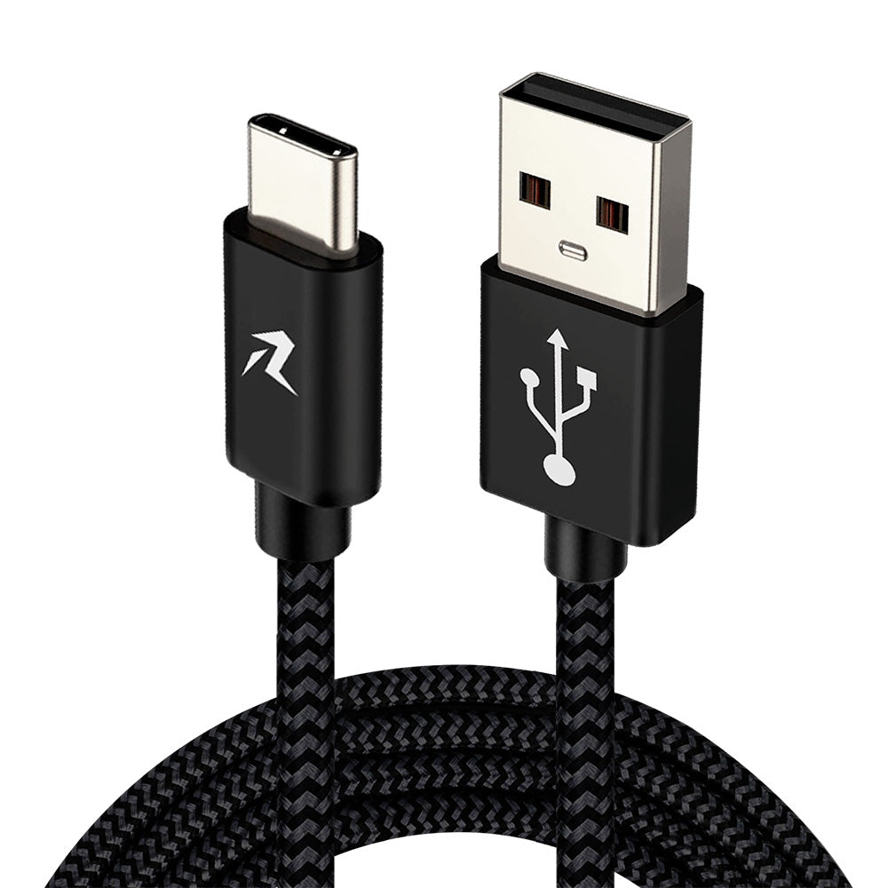 Cable Redlemon negro trenzado de 3 m con conectores USB-A y USB-C
